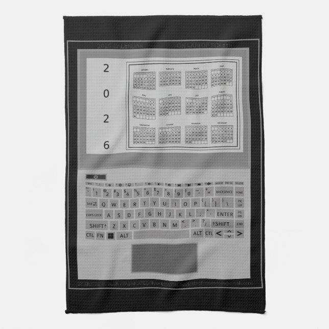 Linge De Cuisine Silver Laptop Keys 2026 Calendar Black (Vertical)