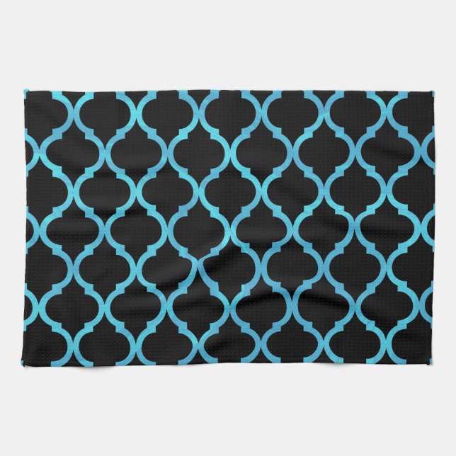 Linge De Cuisine Simple Elégant Moderne Bleu Motif marocain | (Horizontal)