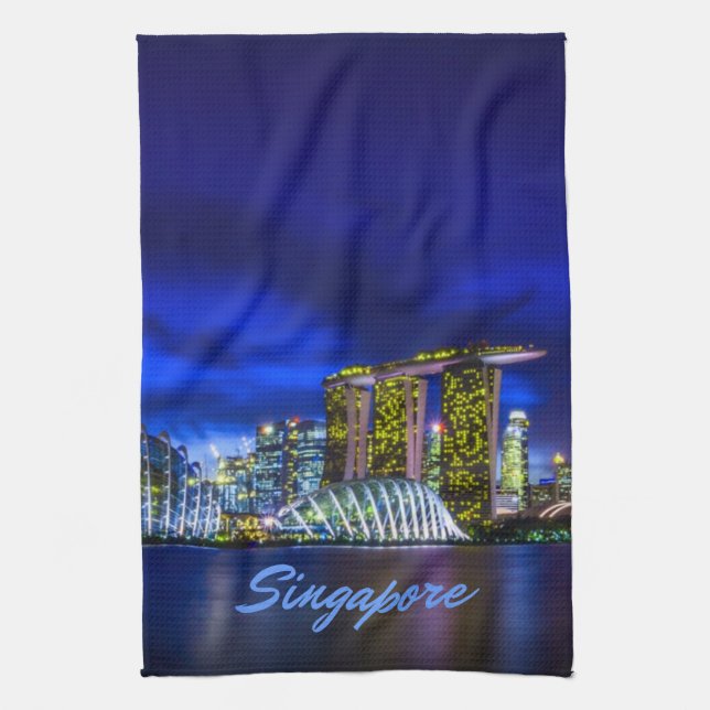 Linge De Cuisine Singapore City Skyline La Nuit (Vertical)