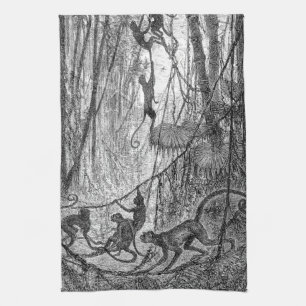 Linge De Cuisine Singe vintage de jungle de singes d'araignée de