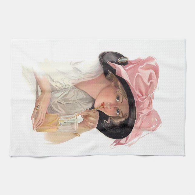Linge De Cuisine Sipping Soda Girl in Casquette (Horizontal)