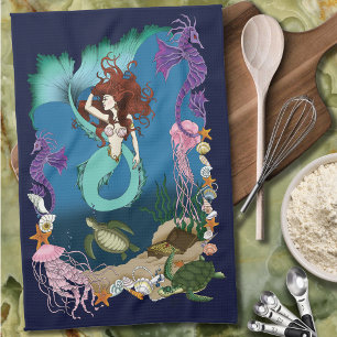 Linge De Cuisine Sirène Mystique Océan Fantastique Vie Bleue de la