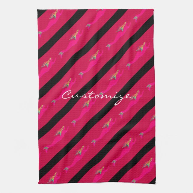 Linge De Cuisine sirènes sous-marines roses se levant (Vertical)