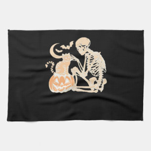 Linge De Cuisine Skeleton Cat Crâne kitty mignonne Halloween Design