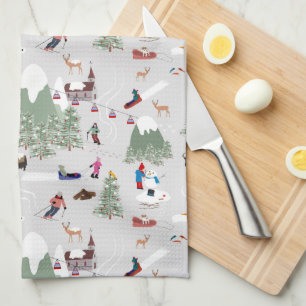 Linge De Cuisine Ski de neige d'hiver Pistes de ski de montagne Pay