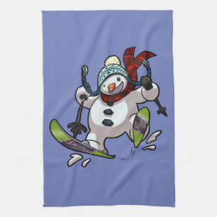 Linge De Cuisine Ski Snowman En Laine Casquette De Noël Cartoon