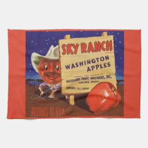 Linge De Cuisine Sky Ranch Washington Apples 1940 crée le étiquette