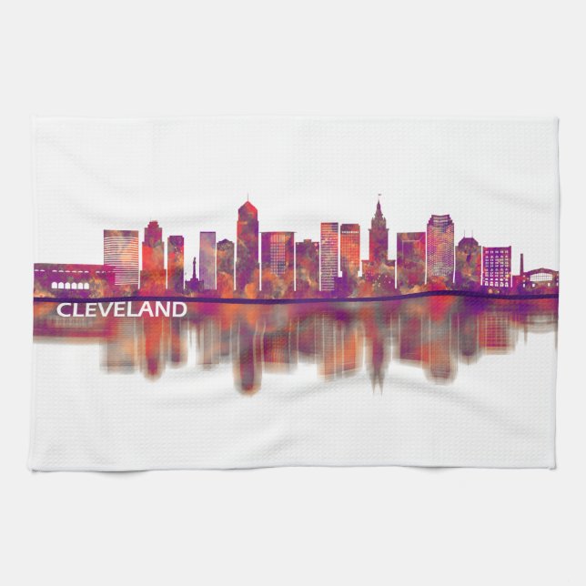 Linge De Cuisine Skyline Cleveland Ohio (Horizontal)