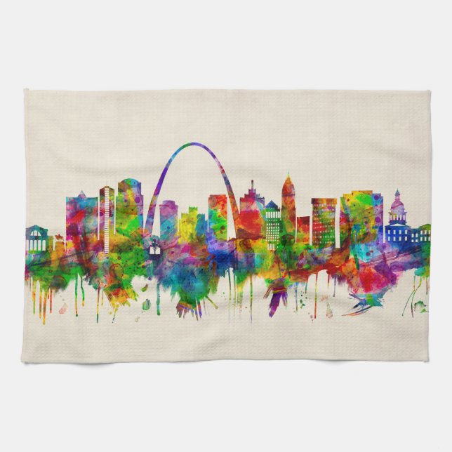 Linge De Cuisine Skyline de St. Louis Missouri (Horizontal)