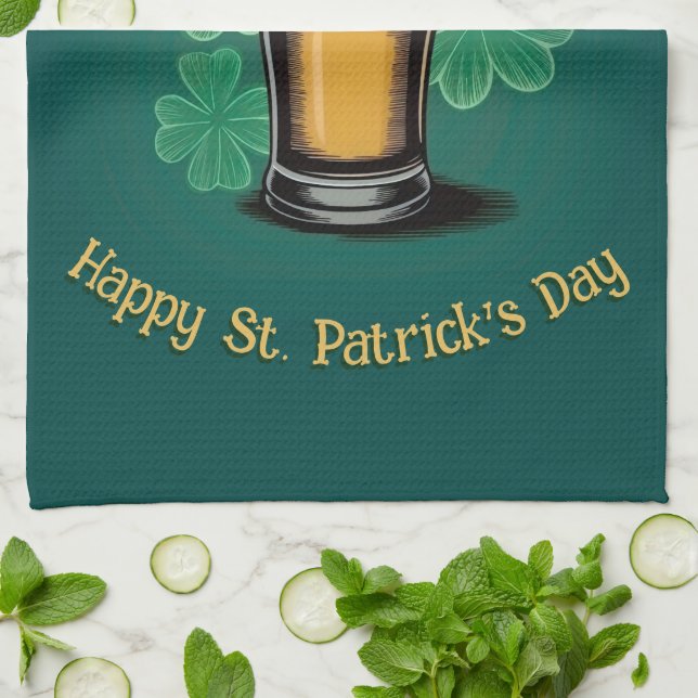 Linge De Cuisine Slàinte ! Saint Patrick's Day Pint of Beer on Gree (Plié)