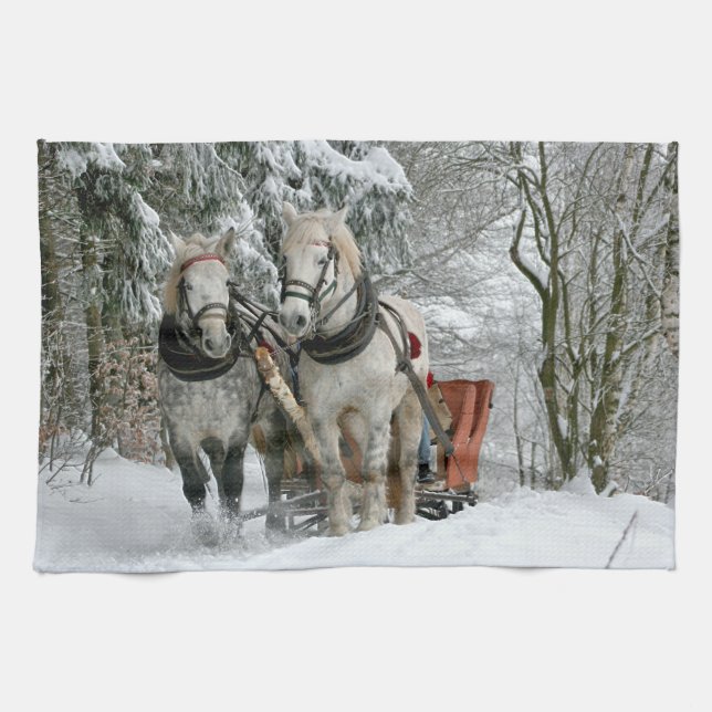 Linge De Cuisine Sleigh Ride in Winter Wonderland (Horizontal)