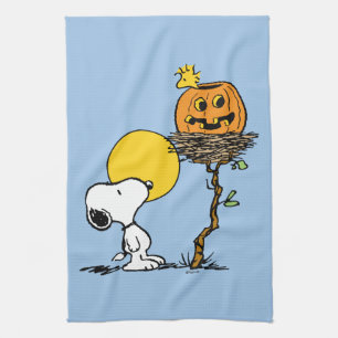 Linge De Cuisine Snoopy & Bois Nid Avec Jack O'Lantern