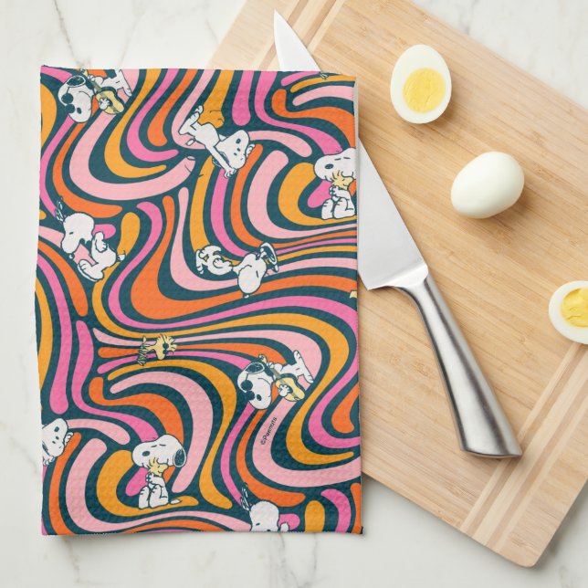 Linge De Cuisine Snoopy & Woodstock Vibes Super Motif violet (Quart Plié)