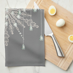 Linge De Cuisine Snowflake diamant brillant élégante cuisine d'hive