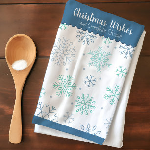 Linge De Cuisine Snowflake Motifs voeux de Noël personnalisables