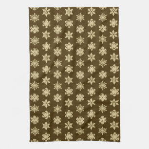 Linge De Cuisine Snowflakes Ikat - Beige et Chocolat Brown