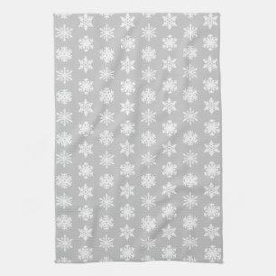 Linge De Cuisine Snowflakes Ikat - Gris et blanc argenté