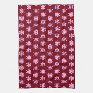 Linge De Cuisine Snowflakes Ikat - Vin Bourgogne et rose