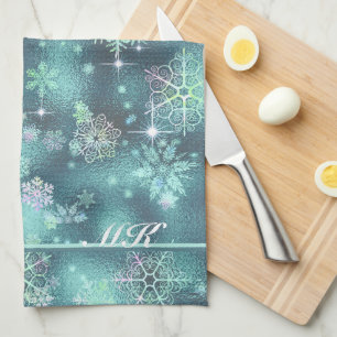 Linge De Cuisine Snowflakes le plus beau Motif ID Turquoise846