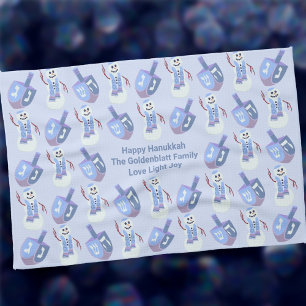 Linge De Cuisine Snowman Dreidels Hanoukka Custom Challah Couvertur