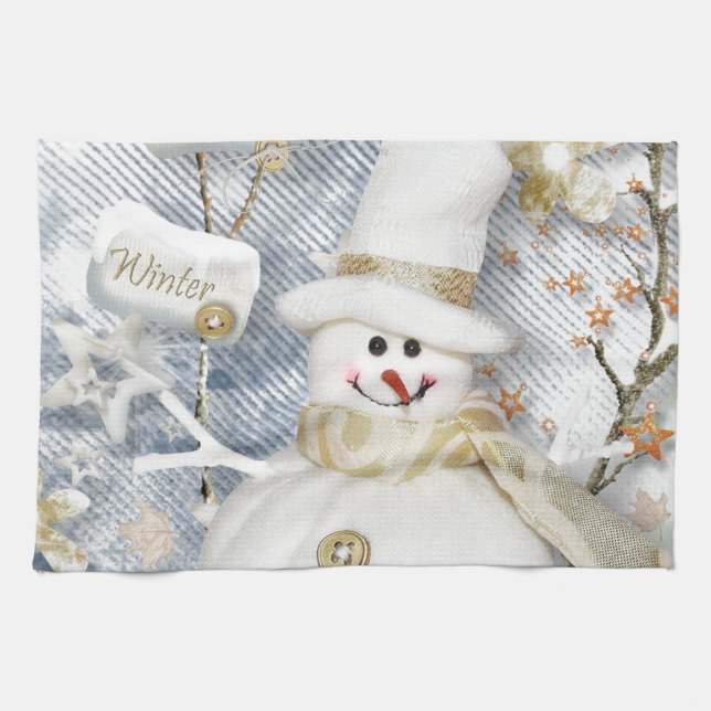 Linge De Cuisine Snowman hiver froid (Horizontal)