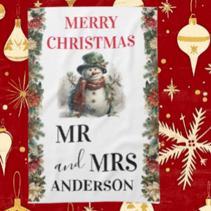 Linge De Cuisine Snowman mignon voeux de Noël Papier Napkin