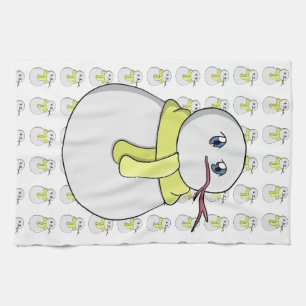 Linge De Cuisine Snowman portant une écharpe jaune