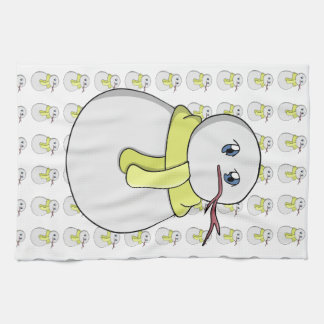 Linge De Cuisine Snowman portant une écharpe jaune