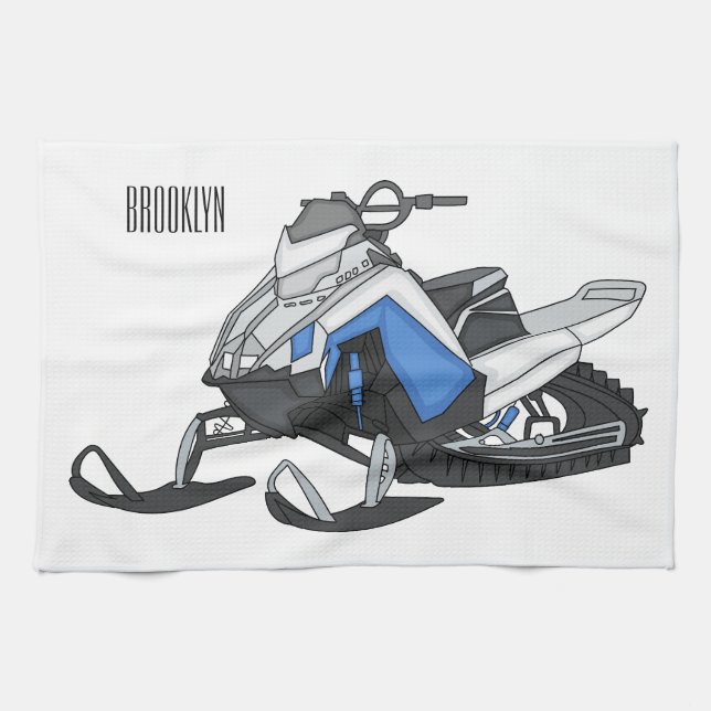 Linge De Cuisine Snowmobile cartoon illustration (Horizontal)