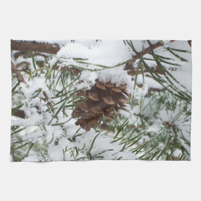 Linge De Cuisine Snowy Pine Cone I (Horizontal)