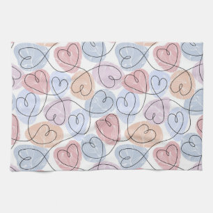 Linge De Cuisine Soft Hearts : Continuous Line Valentine's
