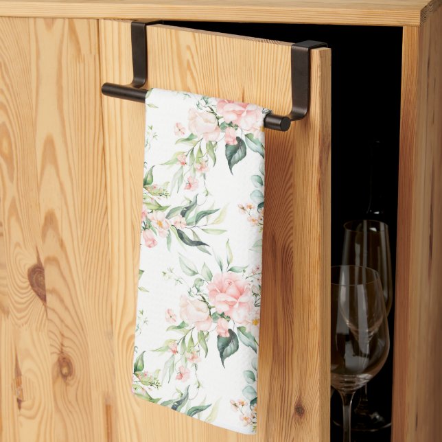 Linge De Cuisine Soft Pastel Rose Rose Flower Motif (Pliage en tiers)