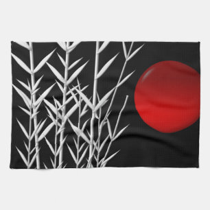 Linge De Cuisine Soleil rouge noir blanc zen