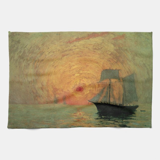 Linge De Cuisine Soleil rouge par Maxime Maufra, impressionnisme Vi (Horizontal)
