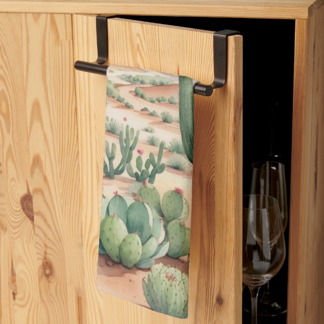 Linge De Cuisine Southwest Desert Cactus Scene  (Pliage en tiers)