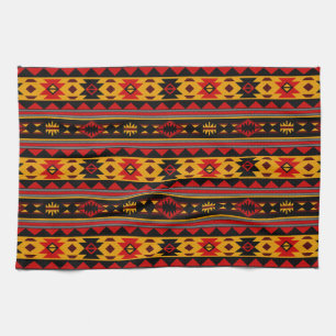 Linge De Cuisine Southwest Design Red Black Gold Tribal Motif