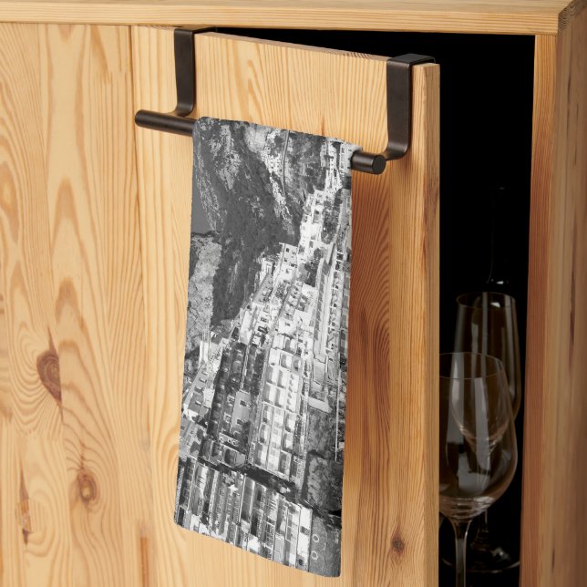 Linge De Cuisine Spiaggia di Positano Marina Grande 1 - BW (Pliage en tiers)
