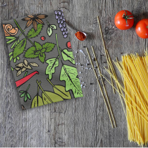 Linge De Cuisine Spices motif nom personnalisé gris