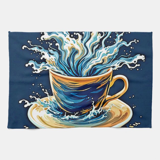 Linge De Cuisine Splash de café océanique (Horizontal)