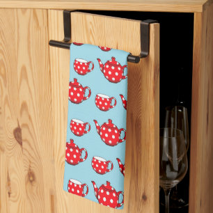 Linge De Cuisine Spotty Red Teapot and Cups Motif 