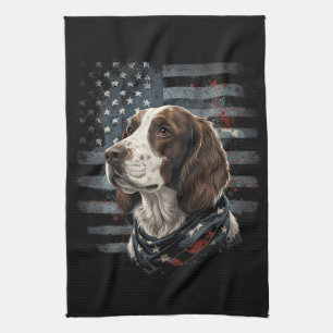 Linge De Cuisine Springer Spaniel Chien Drapeau Américain