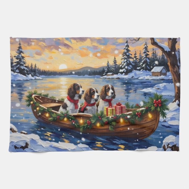 Linge De Cuisine Springer Spaniel Christmas Boat Holiday (Horizontal)