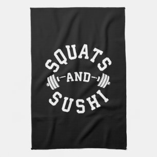 Linge De Cuisine Squats et sushis - Carbs and Leg Day - Funny Gym