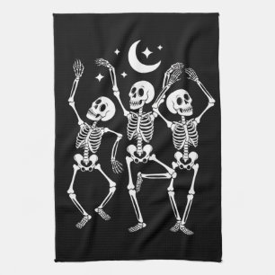 Linge De Cuisine Squelette dansant Joyeux Halloween Crâne d'automne