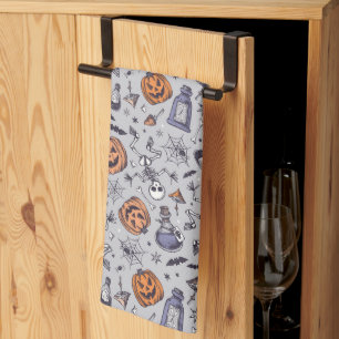 Linge De Cuisine Squelette d'Halloween vintage et Motif de potions