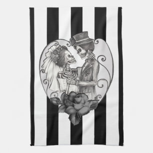 Linge De Cuisine Squelette rayé Love Couple Mariage Danse
