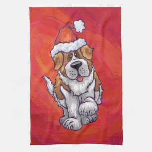 Linge De Cuisine St Bernard Noël En Rouge