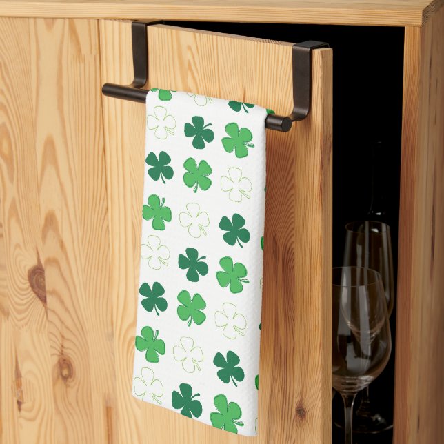 Linge De Cuisine St Patrick Day Irlandais Shamrocks verts (Pliage en tiers)