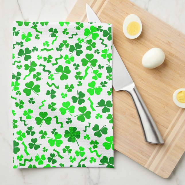 Linge De Cuisine St Patrick's Day Lucky Shamrocks Confetti Pattern (Quart Plié)