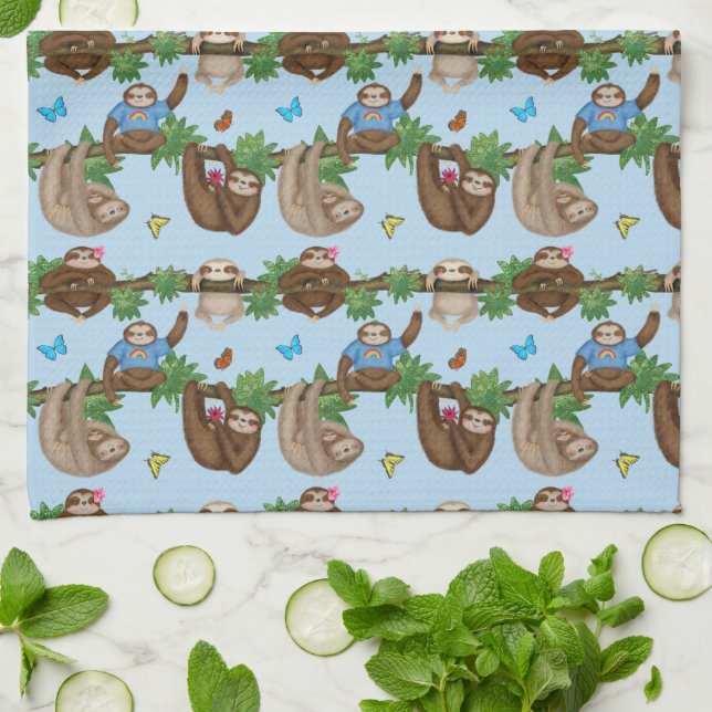 Linge De Cuisine Stanley Sloth & amis Blue tea townke (Plié)